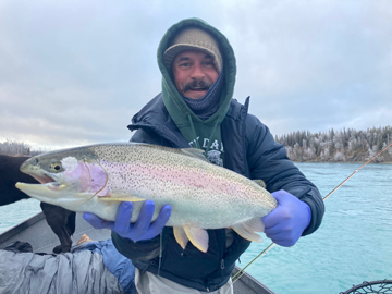 Louis With a Huge Rainbow Trout